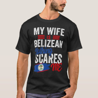 T-shirt Ma Femme Est Belizé Belize Heritage Roots Drapeau