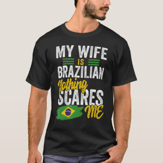 T-shirt Ma Femme Est Brésilienne Le Drapeau Des Racines Du