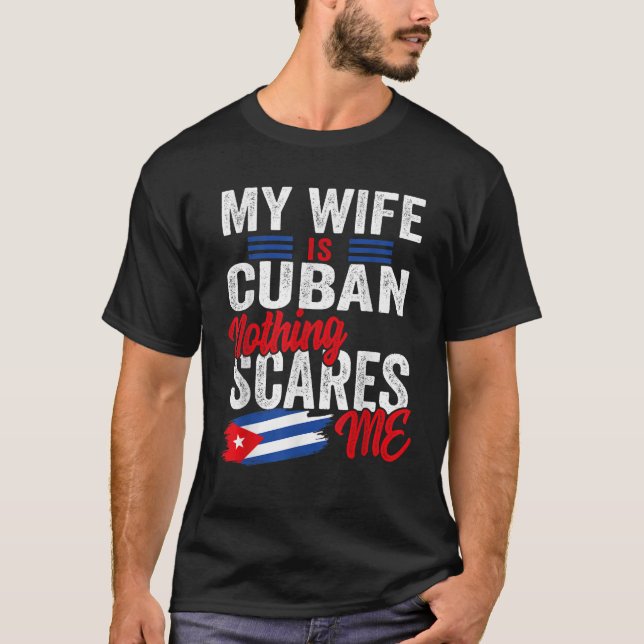 T-shirt Ma Femme Est Cubaine Cuba Patrimoine Racines Drape (Devant)