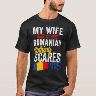T-shirt Ma femme est roumaine Drapeau des racines du patri