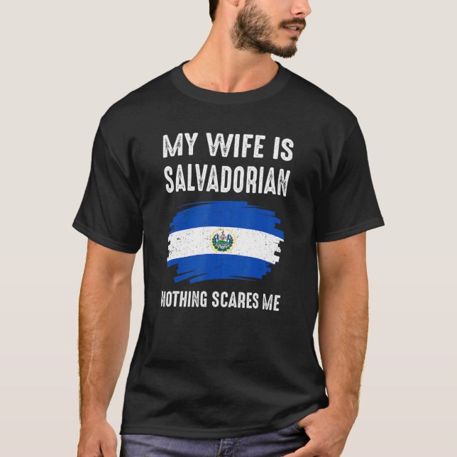 T-shirt Ma Femme Est Salvadorienne El Salvador Pride Drape (Devant)