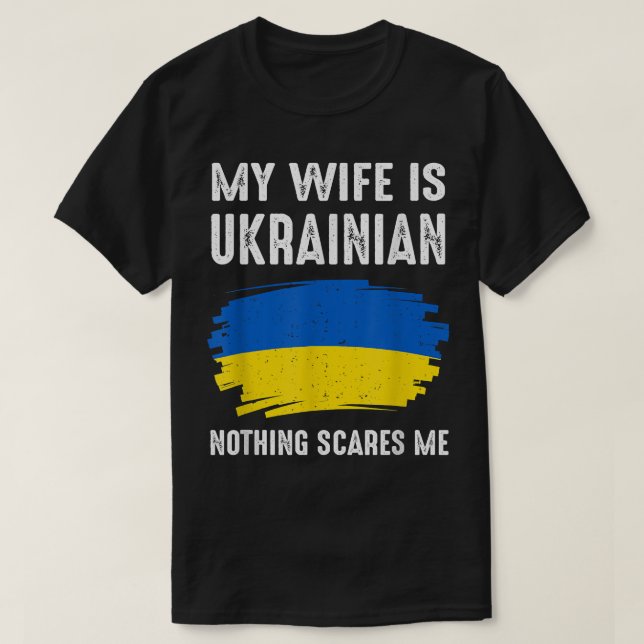 T-shirt Ma femme est Ukrainienne Ukraine Fierté Drapeau Hé (Design devant)