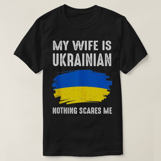 T-shirt Ma femme est Ukrainienne Ukraine Fierté Drapeau Hé (Design devant)