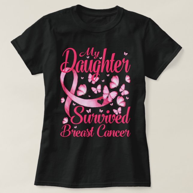 T-shirt Ma fille a survécu au cancer du sein Survi (Design devant)