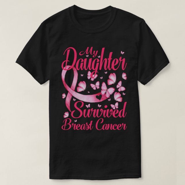 T-shirt Ma fille a survécu au cancer du sein Survi (Design devant)