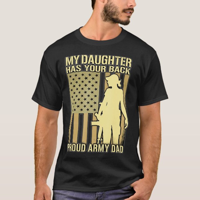 T-shirt Ma Fille A Ton Dos Fière Armée Papa Père Père Père (Devant)