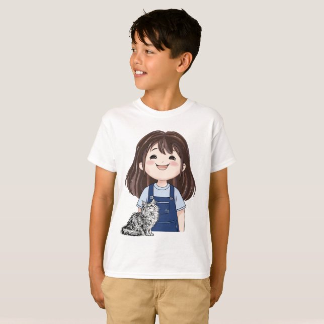 T-shirt Ma fille Chat heureux anniversaire pour maman : T- (Devant entier)