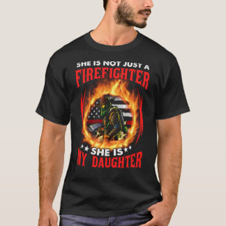T-shirt Ma Fille Est Pompier Mince Ligne Rouge Fier Fier F