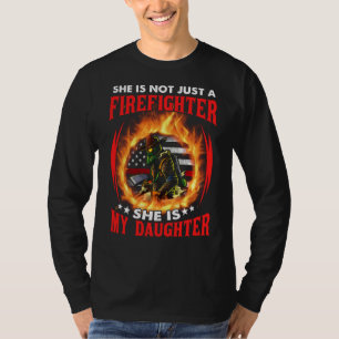 T-shirt Ma Fille Est Pompier Mince Ligne Rouge Fier Fier F