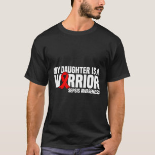 T-shirt Ma Fille Est Un Guerrier Rouge Noir Ribbon Sepsis