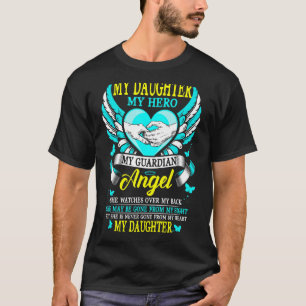 T-shirt Ma fille Mon héros Mon ange gardien Elle regarde