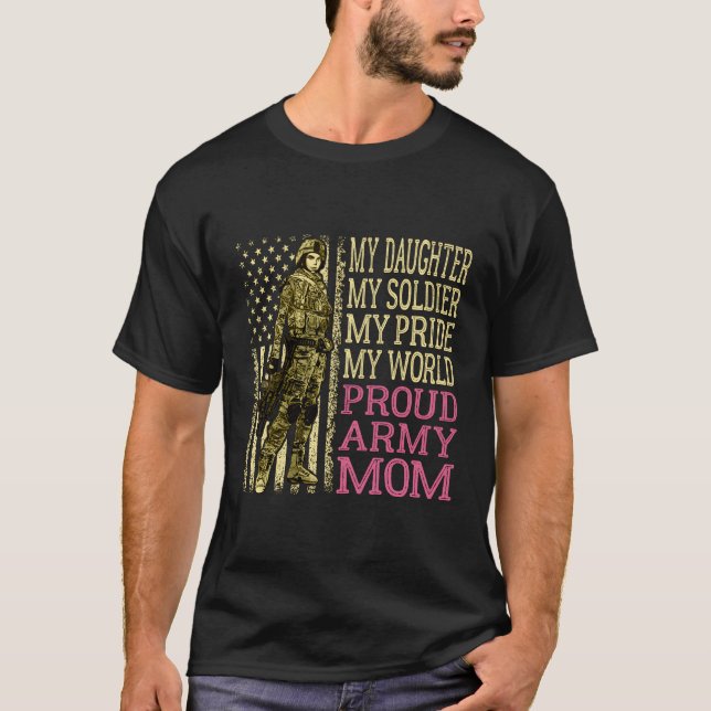 T-shirt Ma fille Mon héros soldat Fier Armée Maman Militar (Devant)