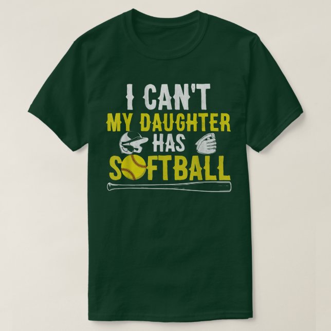 T-shirt Ma fille n'a pas de softball papa et maman Mothe (Design devant)