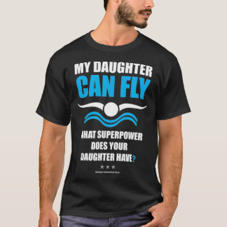T-shirt Ma fille peut voler Superpower Maman Papa nage