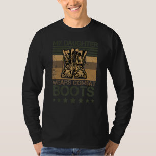 T-shirt Ma Fille Porte Des Bottes De Combat Fière Retr Mil