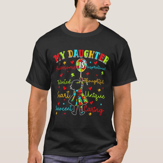 T-shirt Ma fille puzzle génial Mois de la sensibilisation  (Devant)