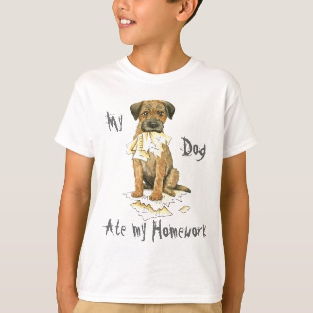 T-shirt Ma frontière Terrier a mangé mon travail (Devant)