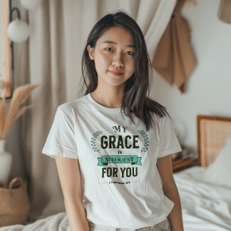 T-shirt Ma Grâce est Suffisante Écriture Teal