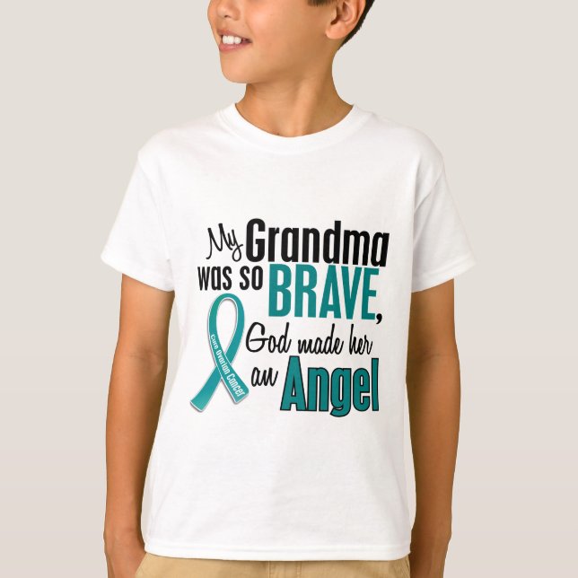 T-shirt Ma grand-maman est un Cancer ovarien de l'ange 1 (Devant)