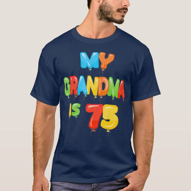 T-shirt Ma grand-mère a 75 ans Granny 75e anniversaire (Devant)