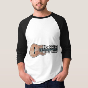 T-shirt Ma guitare est ma thérapie. guitare marron vintage