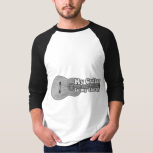 T-shirt Ma guitare est ma thérapie. guitare noire et blanc