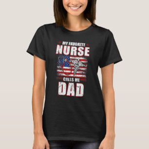 T-shirt Ma infirmière préférée m'appelle papa drapeau amér