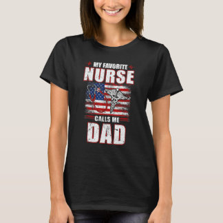 T-shirt Ma infirmière préférée m'appelle papa drapeau amér