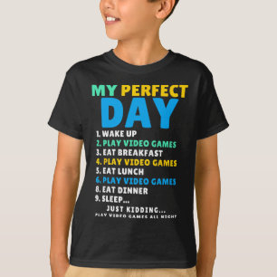 T-shirt Ma journée parfaite Jouez aux jeux vidéo Drôle Gam