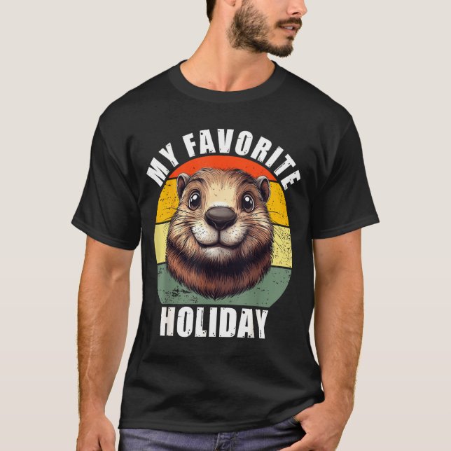 T-shirt Ma journée préférée de vacances drôle Groundhog Da (Devant)