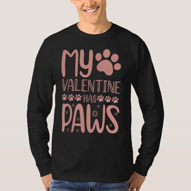 T-shirt Ma Journée Valentines A Paw Chat Maman Kitten Dit  (Devant)