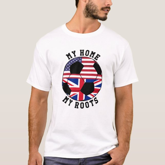 T-shirt Ma maison Mes racines Le Royaume-Uni Drapeau Footb (Devant)