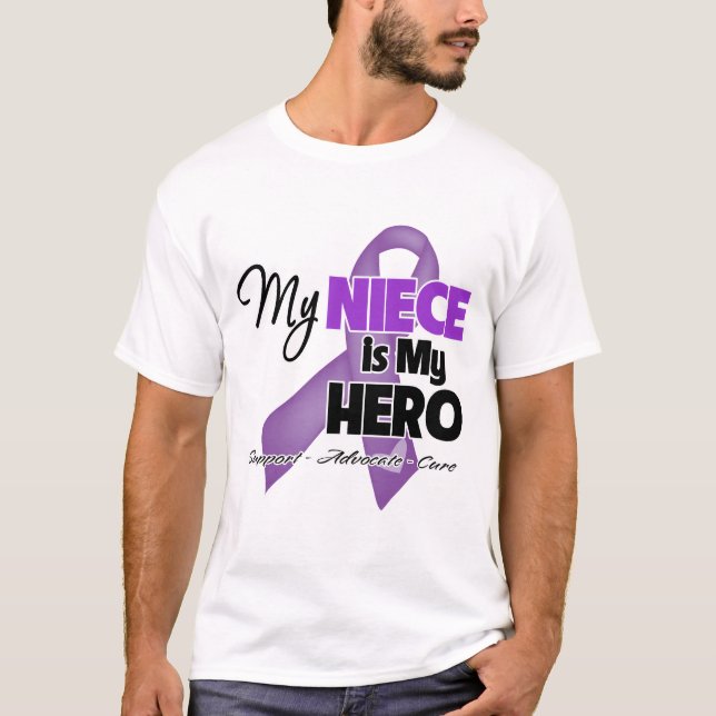 T-shirt Ma nièce est mon héros - ruban pourpre (Devant)