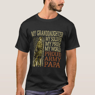 T-shirt Ma petite-fille Mon héros soldat Fière Armée Papa