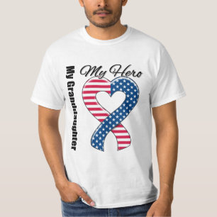 T-shirt Ma petite-fille mon ruban patriotique des