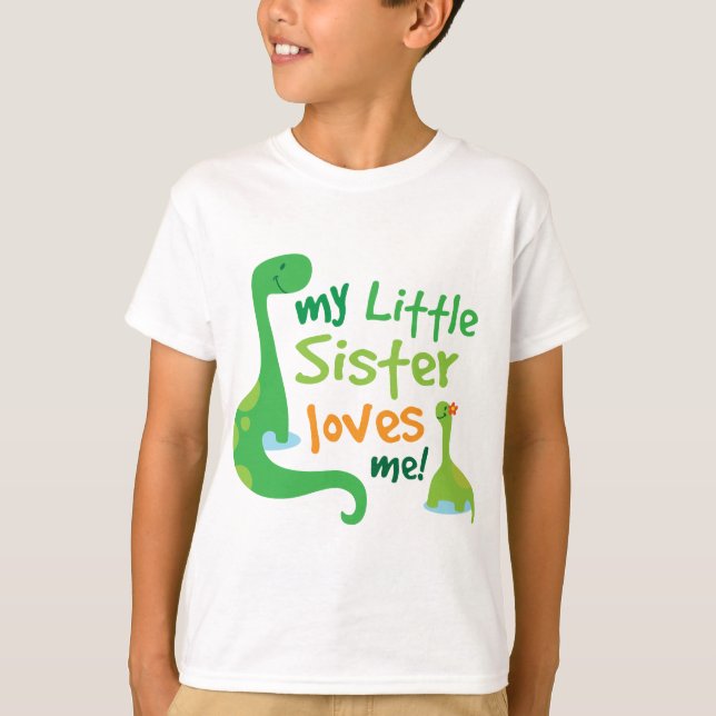 T-shirt Ma petite soeur m'aime dinosaure (Devant)