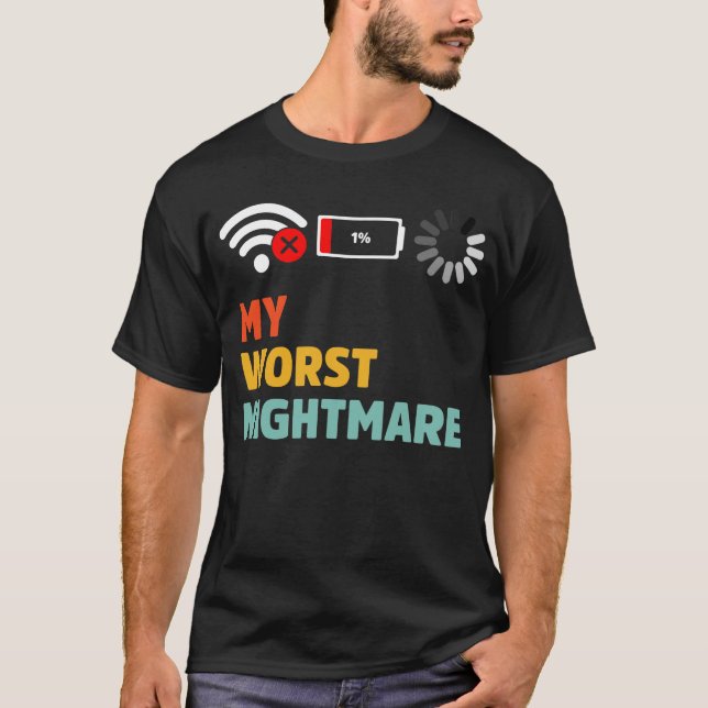 T-shirt Ma pire batterie de nuit faible sans WiFi Chargeme (Devant)