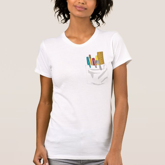 T-shirt Ma Poche. Mes Stylos. (blanc) (Devant)