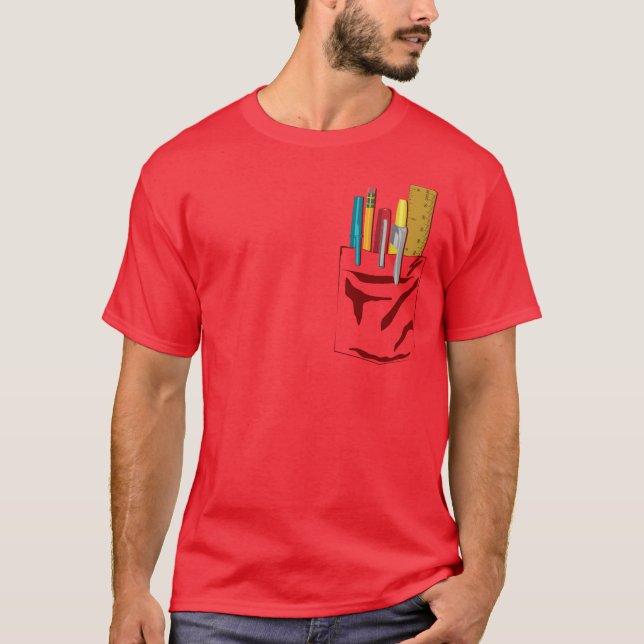 T-shirt Ma Poche. Mes Stylos. (bordeaux) (Devant)
