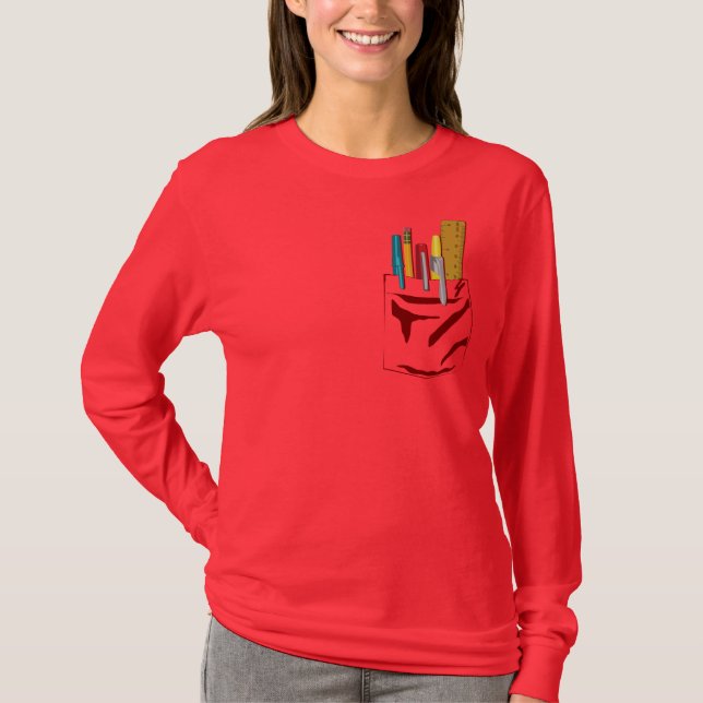 T-shirt Ma Poche. Mes Stylos. (rouge) (Devant)