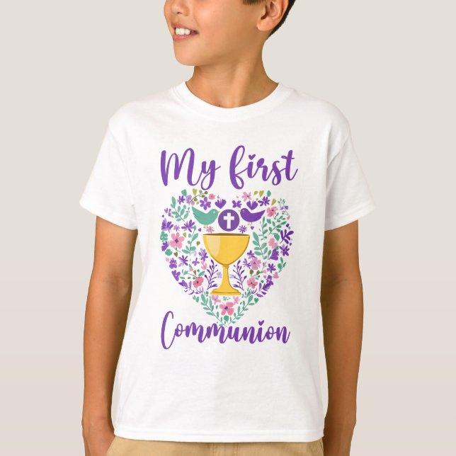 T-shirt Ma Première Communion Chrétiens Et Gi Catholique (Devant)