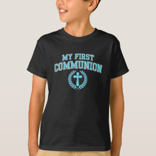 T-shirt Ma première communion garçons catholique Croix rel