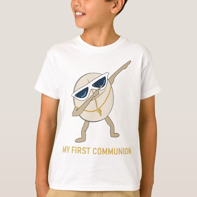 T-shirt Ma Première Communion Wafer Dabbing Catholique (Devant)