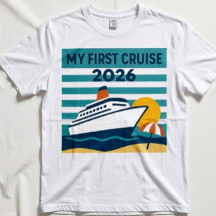 T-shirt Ma première croisière 2026 Coucher de soleil rétro
