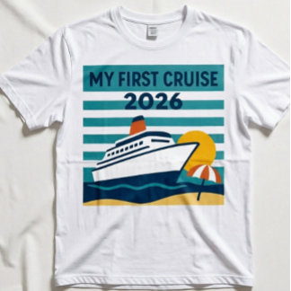 T-shirt Ma première croisière 2026 Coucher de soleil rétro