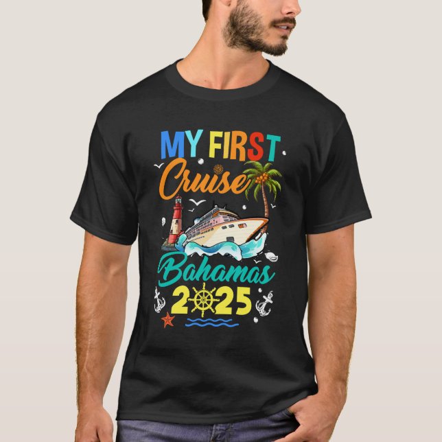 T-shirt Ma première croisière Bahamas 2025 Famille corresp (Devant)