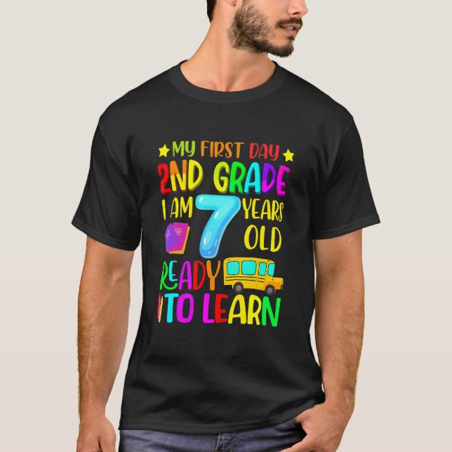 T-shirt Ma première journée de 2e année et prête à apprend (Devant)