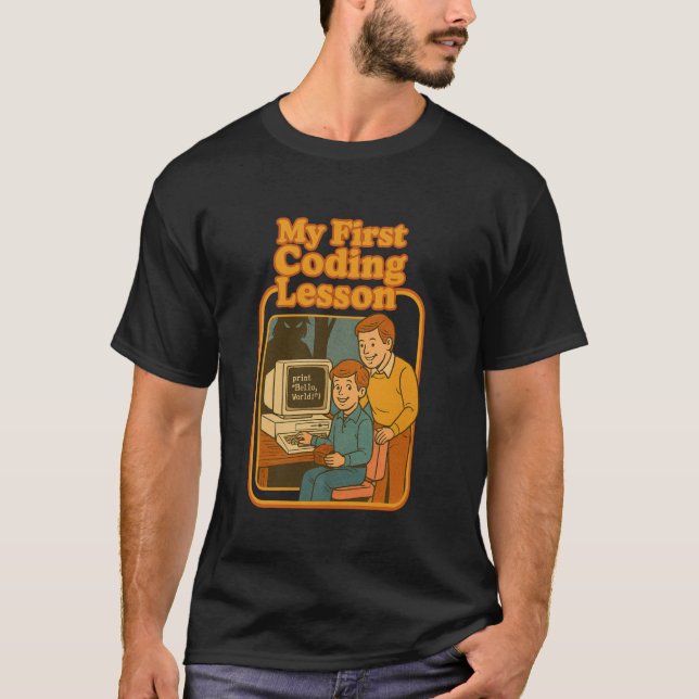 T-shirt Ma première leçon de codage rétro drôle de chemise (Devant)