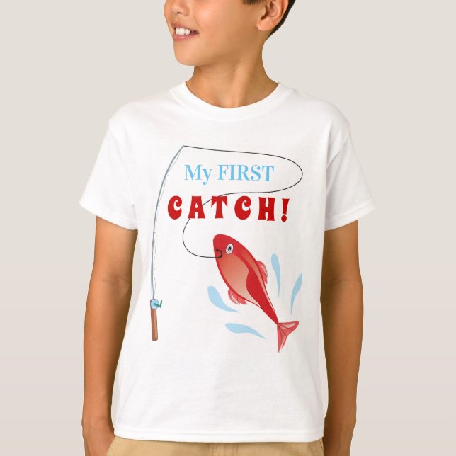 T-shirt Ma première prise de poisson (Devant)