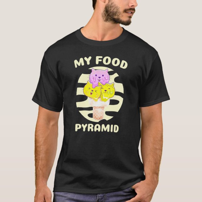 T-shirt Ma pyramide alimentaire Chat Cône de glace Kitty C (Devant)